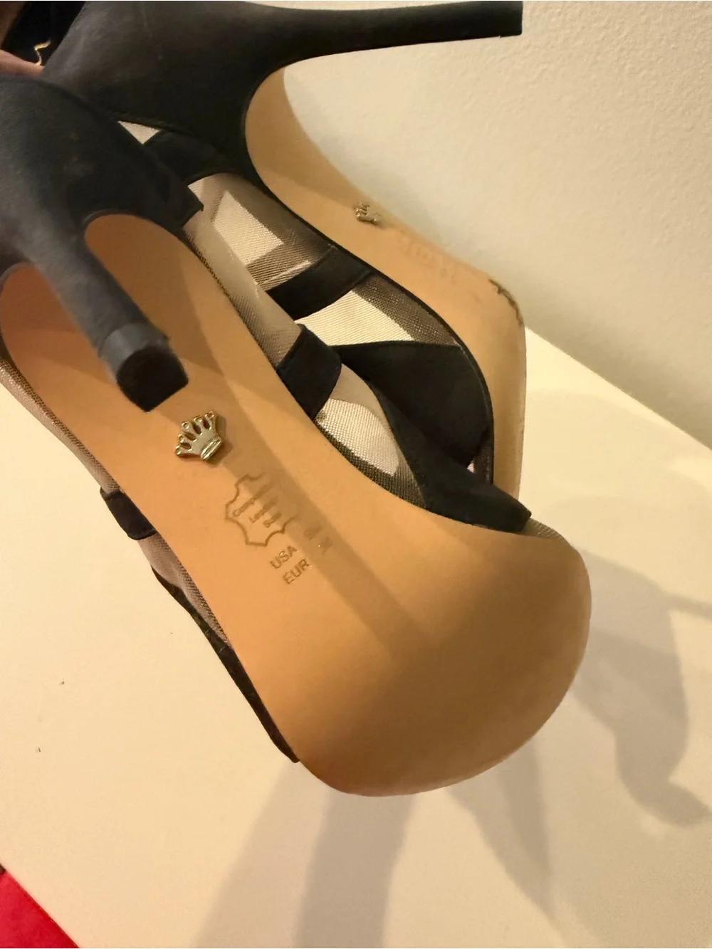 Nina New York Black Lace-Up Mesh High Heel Sandals Size 9M